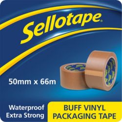 Sellotape Vinyl Packaging Tape Buff 50mm x 66m