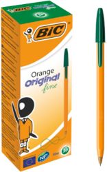 BiC Cristal Orange Fine Ballpoint Green pk 20