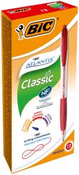 Bic Atlantis Retractable Easy Glide Ballpoint Pen Red Pack of 12