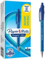 Papermate Flexgrip Ultra Ball Pens Medium Retractable Blue Pack of 12
