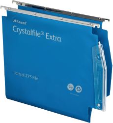 Rexel Crystalfile Extra Lateral 275mm Files Standard Capacity Blue Box 25