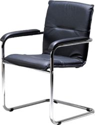 Antwerp Cantilever Chair Leather Look in Black Pack Of 2 Chairs