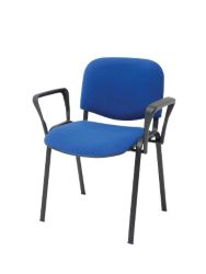 Stacking Conference Side Chair With Arms Fabric Blue 4 Per Pack