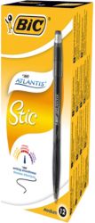 Bic Atlantis Stic Easy Glide Ballpoint Pen Black Pack of 12