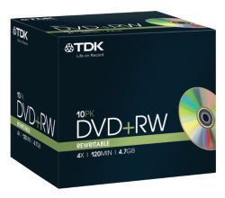 TDK DVDRW in Slim Jewel Cases Pack of 10