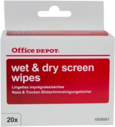 Office Depot Screen Wet and Dry Wipe Sachets 20 Per Pack