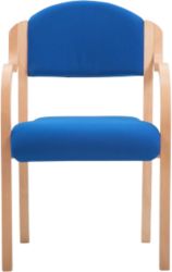 Beech Effect Melamine Frame Stacking Chair with Arms Fabric Blue