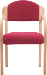 Beech Effect Melamine Frame Stacking Chair with Arms Fabric Burgundy
