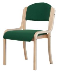 Beech Effect Melamine Frame Stacking Chair Fabric Green