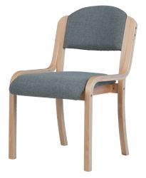 Beech Effect Melamine Frame Stacking Chair Fabric Slate Grey