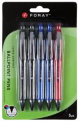 Foray Soft Grip Pens Broad Nib 2xBlack 2xBlue 1xRed Pack 5