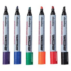 Niceday Whiteboard Markers Chisel Tip 13mm Assorted Pack of 6