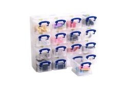 Really Useful Box Really Useful Storage Box Organiser Plastic 03 Litre 16 Box Unit H310xW375xD125mm Clear 