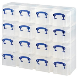 Really Useful Box Really Useful Storage Box Organiser Plastic 03 Litre 16 Box Unit H310xW375xD125mm Clear 