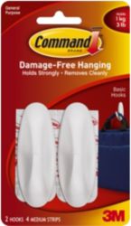 Command 2 Medium Designer Hooks Holds upto 135kg