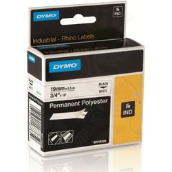 Dymo Rhino Label Writer Labels Black on White 19mm x 55m Permanent Polyester