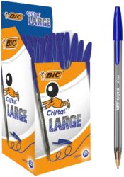 Bic Cristal Large Ballpoint Pen Broad Tip Blue Pack of 50