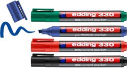 edding 330 Chisel Tip Permanent Markers Assorted Pack of 4