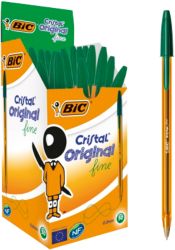 Bic Cristal Fine Ballpoint Green Pack of 50