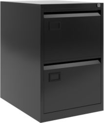 RS PRO 2 Drawer Filing Cabinet Black 711H x 470W x 622Dmm