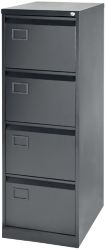 RS Pro 4 Drawer Filing Cabinet Black 1312H x 470W x 622Dmm