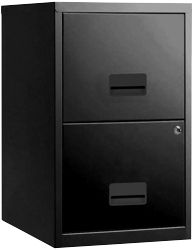 2 Drawer A4 Filing Cabinet Black 660H x 400W x 400D mm