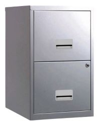 2 Drawer A4 Filing Cabinet Silver 650H x 400W x 400D mm