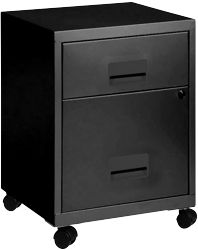 2 Drawer A4 Mobile Filing Cabinet Black 530H x 400W x 400D mm