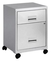 2 Drawer A4 Mobile Filing Cabinet Silver 530H x 400W x 400D mm