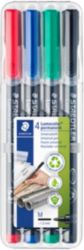 Staedtler Lumocolor Markers Permanent Medium Assorted Pk 4