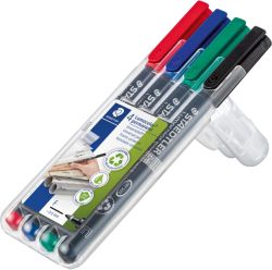 Staedtler Lumocolor Markers Permanent Fine Assorted Pk 4