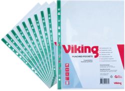 Office Depot A4 Punched Pockets Green Spine Pack of 25