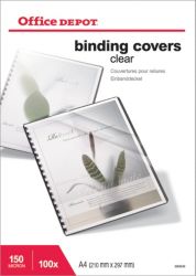 Office Depot A4 Clear PVC Binding Covers 150 Micron 100pk
