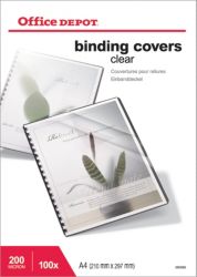 Office Depot A4 PVC Binding Covers Clear 200 Microns Pack of 100