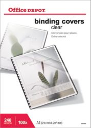 Office Depot A4 PVC Binding Covers Clear 240 Microns Pack of 100