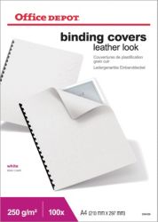 Office Depot A4 Binding Covers White Leather Look 250gsm Pack of 100