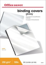 Office Depot A4 Binding Covers White Glossy 250gsm Pack of 100