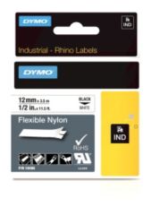 Dymo Rhino Label Writer Labels Black on White 12mm x 35m Flexible Nylon