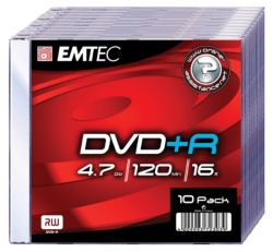 EMTEC Recordable DVD R in Slim Case 47GB 120Min 16X 10pk