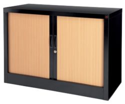 RS Pro Tambour Cupboards Black Beech 700H x 1000W x 450Dmm