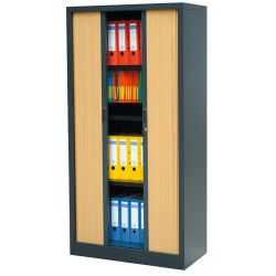RS Pro Tambour Cupboards Black Beech 1000H x 1000W x 450Dmm