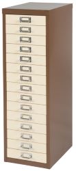 Bisley Multidrawer Cabinet Coffee Cream 15 Drawer 860H x 279W x 380D mm