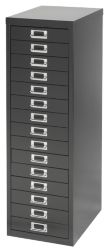 Bisley Multidrawer Cabinet Black 15 Drawer 860H x 279W x 380D mm