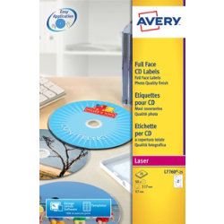 Avery White CD Colour Laser Labels 50 Labels Per Pack L7760 25 