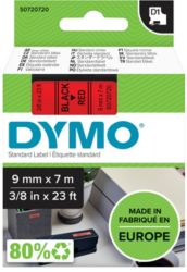 Dymo D1 Labels Black On Red 9mm x 7m 
