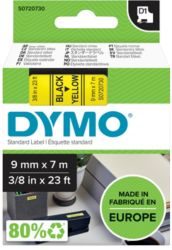Dymo D1 Labels Black On Yellow 9mm x 7m 