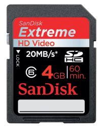 Sandisc Extreme HD Video SDHC 4GB Memory Card