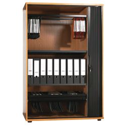 Lockable Tambour Cupboard Oak 1550H x 1000W x 600D mm