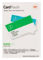 GBC 2 x 125 Microns Badge Laminating Pouches 67 x 99 mm 100pk