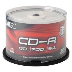 EMTEC Recordable CD R Spindle 700MB 50pk